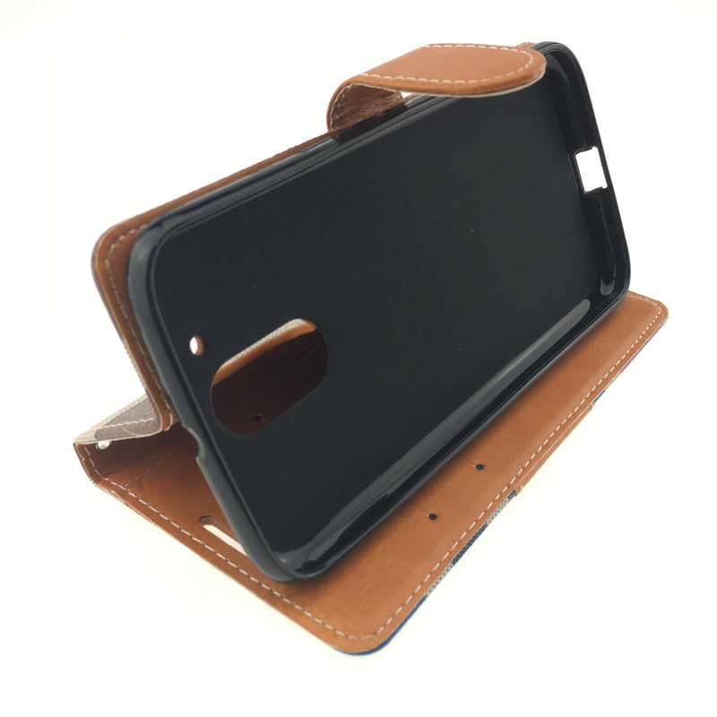 Plaid Leather Case - Motorola Moto G4 Plus (with Credit Card Slot)