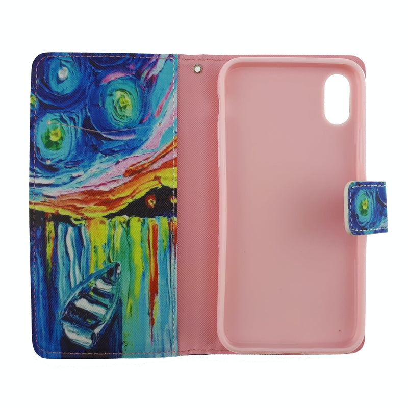 Colorful Art Leather Wallet Case - iPhone X/Xs (with Credit Card Slot)