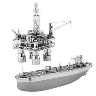 Offshore Oil Rig and Tanker 3D Laser Cut Model